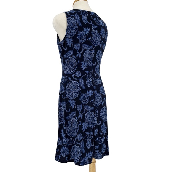 Tommy Hilfiger NWT Navy and Blue Floral Paisley Sleeveless A-Line Dress, 4 - Picture 7 of 16